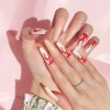 24-piece long trapezoidal nail detachable wearable nail art pieces with red flame pattern details Picture